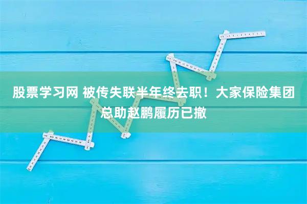 股票学习网 被传失联半年终去职！大家保险集团总助赵鹏履历已撤